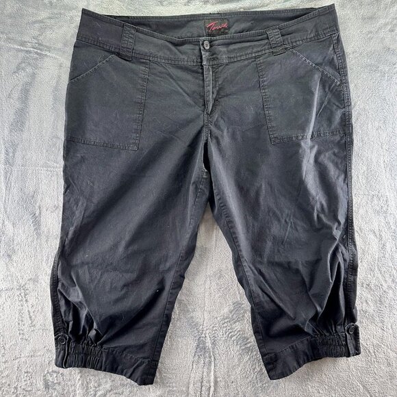 Torrid Crop Pants Size 22 Womens Plus Black Straight Elastic Cuff Ankle Pockets - Picture 9 of 10